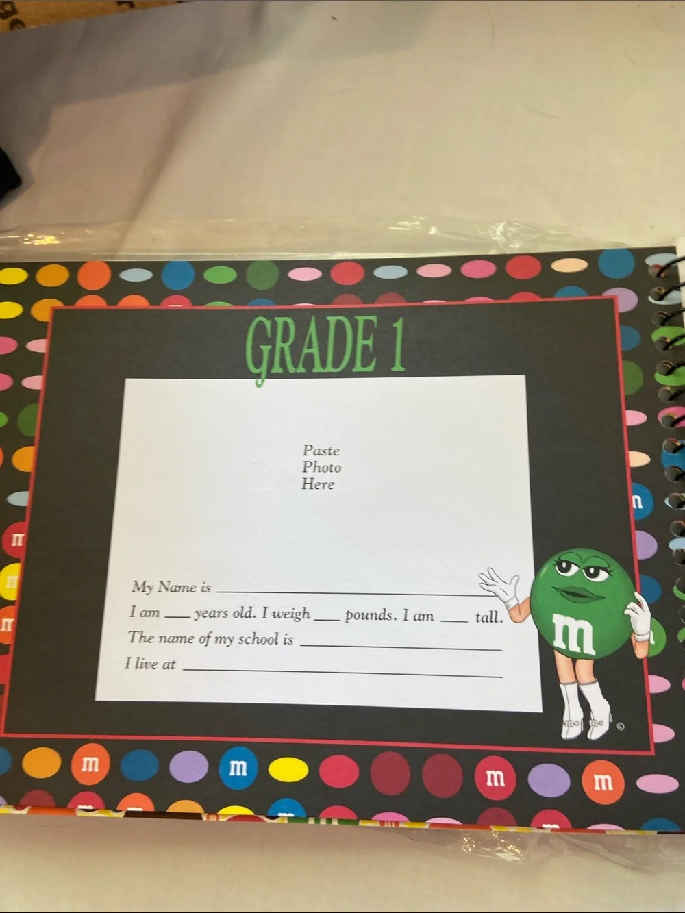 M&M'S School Memory Album with Red, Blue, Orange, Green, Yellow Characters